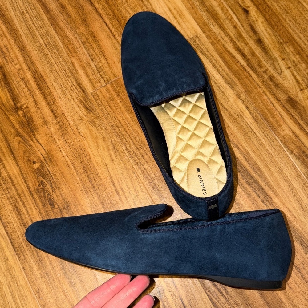 Birdies women’s 12 W loafers blue starling velvet flats slip on comfort wide - Picture 2 of 7